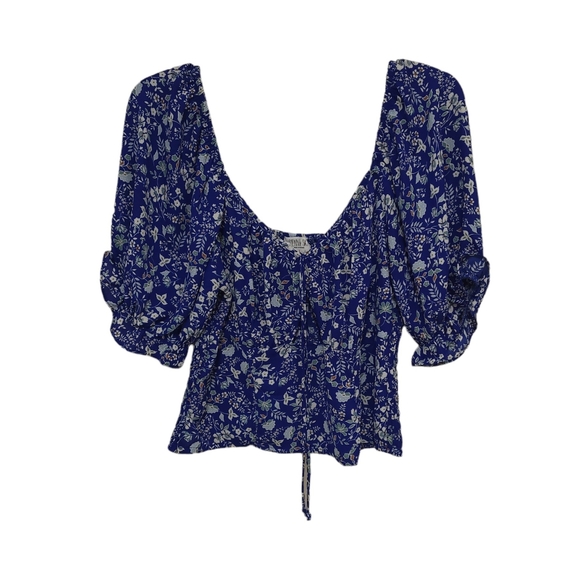 2 Sienna Sky women's peasant blouses floral off shoulder smocked size Large NWOT - Picture 2 of 14